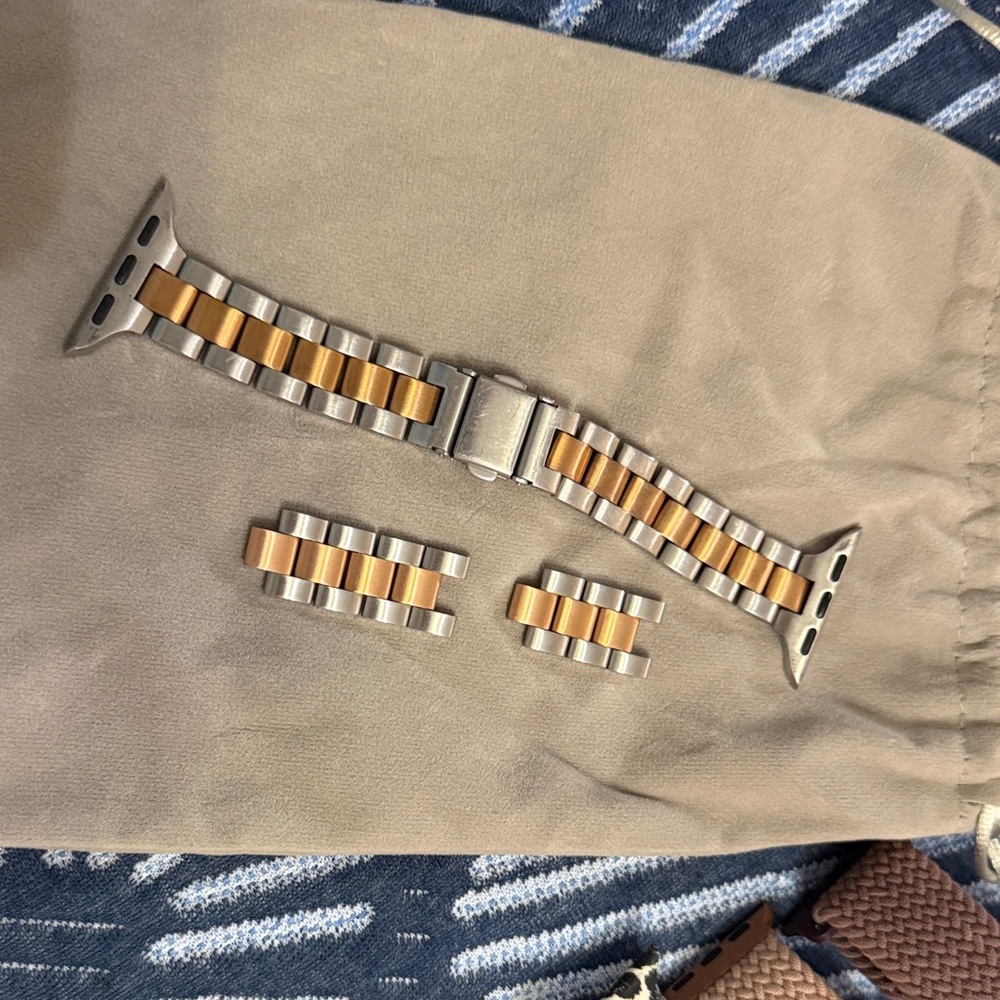 Gold and Silver Metal Watch Band